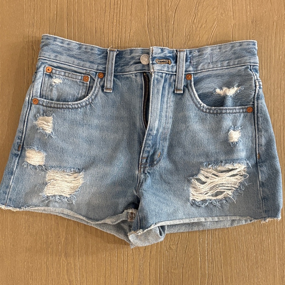 Madewell Light Blue Distressed Denim Cutoff Shorts, Size 23